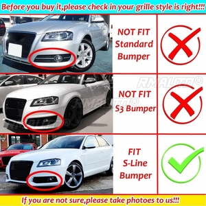 ไฟตัดหมอกหน้า 2 ชิ้น สำหรับ Audi A3 8P S-Line ปี 2009-2012 พร้อมตะแกรงครอบไฟโครเมียมสีเงินเงาสีดำ - Product Image 6