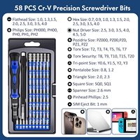 Kit de tournevis de précision électronique 58-en-1 magnétique, mini-outils de réparation avec étui – Vente Flash