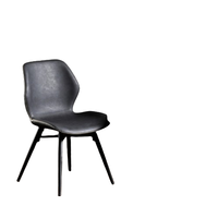 Chaise d'appoint contemporaine moderne nordique en cuir et PU rembourrée avec pieds en métal noir pour salle à manger pour restaurants
