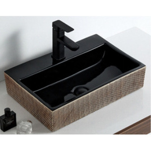 Lavabo de Sobremesa de Piedra Artificial Ouni Square, 520x360mm, con un Solo Orificio, para Baño y Hotel - Product Image 2