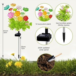 Lampe solaire de jardin en forme de fleur succulente, éclairage de chemin à interrupteur automatique pour l'aménagement paysager des jardins, chemins et cours - Product Image 6
