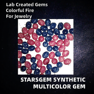 Rubí Sintético, Piedras Preciosas Sueltas, Creadas en Laboratorio, Azules, Ovaladas, Cabujón, para Joyería, 4mm-10mm, Efecto de Color, Certificadas por Terceros - Product Image 2