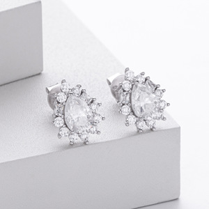 Juego de Collar y Pendientes de Lujo de Plata de Ley S925 <span class=keywords><strong>con</strong></span> Moissanita Corte Pera, Color D, VVS1, Joyería de Moissanita para Mujer, Venta al por Mayor - Product Image 2