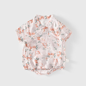 Combinaison unisexe en gaze <span class=keywords><strong>de</strong></span> coton ultra-fine pour nouveau-né, barboteuse d'été à manches courtes, style triangle, vêtements <span class=keywords><strong>de</strong></span> moine - Product Image 2