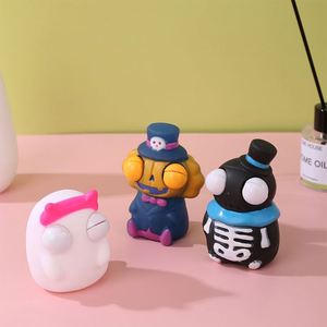 Funny Pop-Eyed Pumpkin Skeleton Ghost Shaped Ultra-Soft <b>Squishy</b> Toy Wacky Silicone Rubber for Stress Relief - Product Image 1