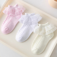 Chaussettes courtes en dentelle blanche pour filles, chaussettes de danse en coton fin pour enfants, printemps, automne, été, chaussettes tricotées mignonnes