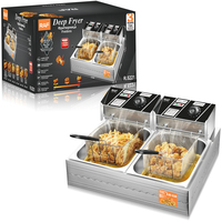 Friteuse électrique RAF 2500W, double cuve en acier inoxydable épaissi, chauffage rapide, facile à nettoyer