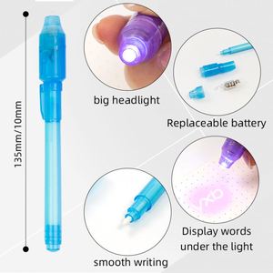 Stylo marqueur créatif en plastique à pointe ronde avec encre invisible UV, 7 couleurs permanentes pour papier, 15 cm, imprimé sur soie - Product Image 4