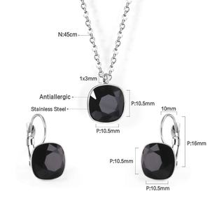 Conjunto de Joyería de Circonio Negro, Aretes y Colgante de Acero Inoxidable, Conjuntos de Joyería Dorada - Product Image 5