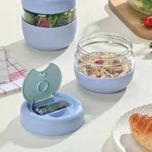 Boîtes de conservation alimentaire en verre pour plats à emporter, avec couvercles et cuillère pliable en acier inoxydable 18/8 - Product Image 5