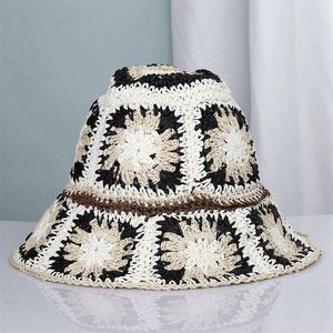 Wholesale High Quality Natural Paper <b>Straw</b> <b>Hat</b> Bohemian Summer Sun <b>Hat</b> Female Hand Crochet Bucket <b>Hats</b> - Product Image 3