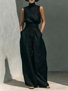 Nuevo Artículo de Primavera y Verano en Stock, Traje Casual de Pantalones sin Mangas de Algodón y Lino para <span class=keywords><strong>Mujer</strong></span>, Estilo Europeo y Americano - Product Image 6