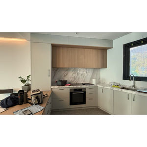 Su misura L a forma di lacca finitura di legno grano melamina finitura armadi da <span class=keywords><strong>cucina</strong></span> mobili mobili <span class=keywords><strong>cucina</strong></span> armadi da <span class=keywords><strong>cucina</strong></span> - Product Image 3