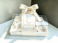 Boîte d'emballage personnalisée pour boulangerie halal, avec dôme transparent et ruban, pour les cadeaux alimentaires islamiques de l'Aïd et du Ramadan