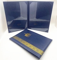 Couverture de certificat en cuir PU A4 avec logo personnalisé en similicuir bleu marine dossier de diplôme d'études graduées pour cadeau