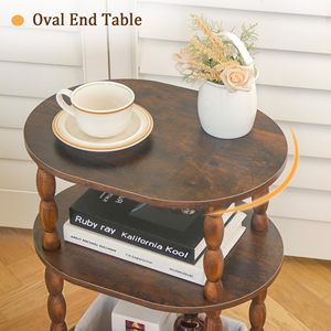 SENYU Étagère de présentation à 3 niveaux en bois artisanal, support de rangement ovale pour la décoration intérieure, salon, chambre à coucher - Product Image 3