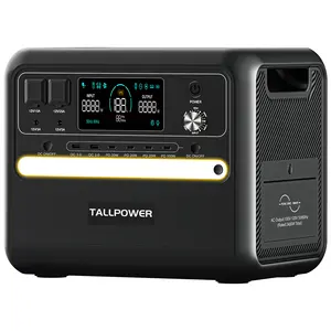 TALLPOWER Generator tenaga surya berkemah, Kit Lifepo4 Dc ke Ac 2400W stasiun daya portabel