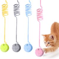 Jouet interactif pour chat en peluche douce, extensible, suspendu, avec boule clochette et ressort, pour chats d'intérieur et chatons, pour la poursuite et l'exercice