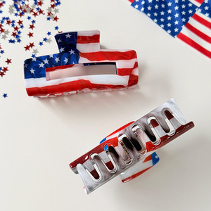 Pinces à cheveux grandes en forme de drapeau américain du 4 juillet, 10,3 cm, imprimé aigle patriotique, pinces requin, accessoires pour cheveux pour la fête de l'Indépendance - Product Image 4