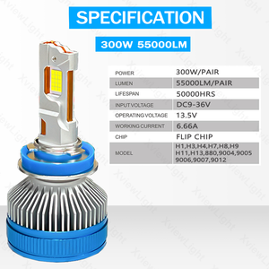 Bombilla LED H7 para Faros Delanteros de Automóvil, 300W, 60000LM, Potencia H4, 9005, 9006, S28, Compatible con Modelos F150, H4, H7 - Product Image 6