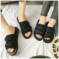 Sendal Unisex Custom Logo Selipar Pria Kasual Sandal Selop Pria Alas Kaki Pantoufles Sleepers EVA untuk Pria Hitam
