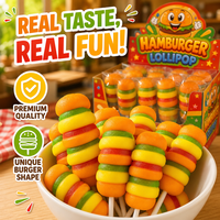 Sucette gélifiée halal en forme de hamburger, sucette amusante aux saveurs de fruits, bonbons personnalisés avec logo pour fêtes d'enfants
