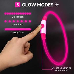 Multi-Color USB Rechargeable <b>LED</b> <b>Light</b> up Dog Collar TPU Cuttable Size Night Anti-lost Waterproof Luminous Glowing Dog Necklace - Product Image 4