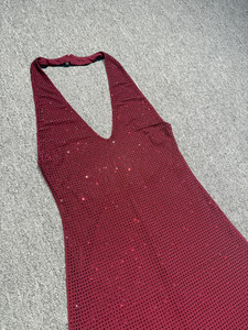 厂家直销女式无袖无背v领缎带钻石吊带衫马克西派对裙 - Product Image 6