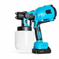 Semprotan Cat HVLP Tanpa Kabel 21V 1000ml 3 Nozel Pistol Semprot Listrik untuk Dinding Furnitur Pagar