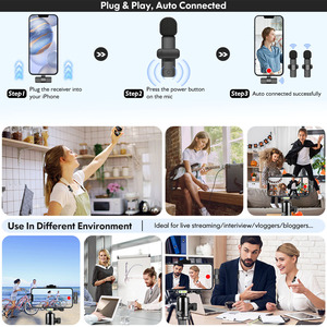 Micrófono de solapa Lavalier inalámbrico, micrófono de grabación, iPhone inalámbrico profesional, para entrevista iPad, vídeo, Podcast, Vlog - Product Image 5