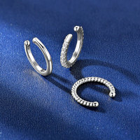 Boucles d'oreilles demi-cercle personnalisées en trois parties, argent 925, moissanite 1,2 mm, ensemble de boucles d'oreilles demi-cercle pour femmes et hommes