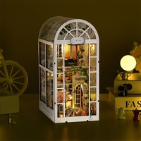 Puzzle 3D en bois personnalisable YM07, miniatures DIY pour maison de poupée, insert de rehausseur de livre pour coin lecture, étagère de café ou jardin