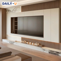 Meuble TV moderne en bois avec LED, écologique, durable, personnalisable, multi-positions (mur/plafond/sol/table), pour salon, avec rangement, lavable