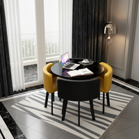 Ensemble de salle à manger compact ergonomique scandinave moderne avec plateau en pierre frittée ou mélamine en option et chaises rembourrées en tissu PU pour le salon