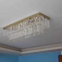 Lustre de plafond rectangulaire moderne de luxe en cristal K9 pour salon, salle à manger, hall d'hôtel, chambre à coucher