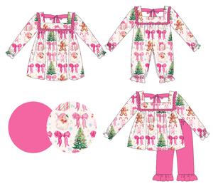 Girls <b>Christmas</b> <b>Pajama</b> Set Long Sleeve Nightgown and Pants Cartoon Print Sibling Clothing Sets - Product Image 2