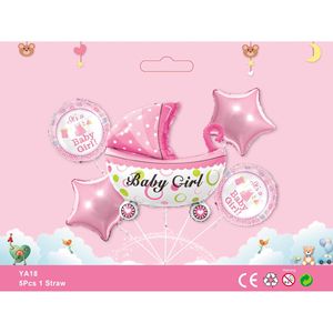 Si tratta di una ragazza rosa passeggino Foil palloncino 5 pz Baby Shower festa decorazioni a tema YA18 - Product Image 1
