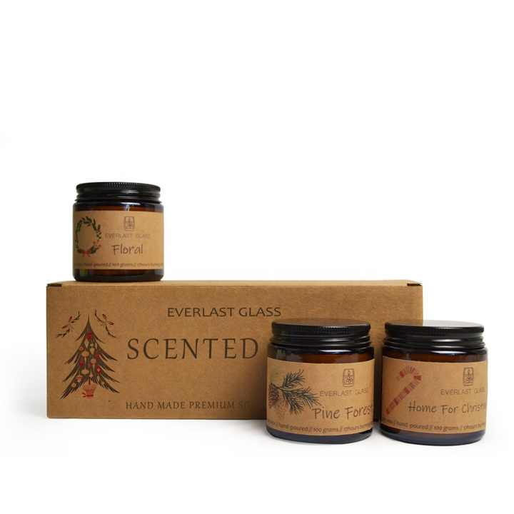 4 Oz Amber Glass Candle Jar with Gift Box - Eco-friendly