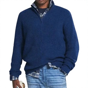 ODM OEM Men's Fall Winter European American Business Casual Loose Anti-Wrinkle Knitted Zipper Stand Collar Sweaters - Product Image 2