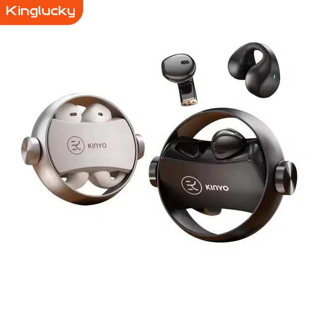 Kinglucky 2026 NEW Best-selling Wireless Earbuds Mic TWS BT 5.4 Cute Compact Rotatable Open Ear Headphones LED IPX4 Waterproof