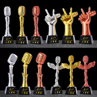 Personnalisable Résine K9 Cristal Chanteur Métal Musique Prix Voix Concours Or Hôte Note de Musique Microphone Trophée Pour Événements Musicaux