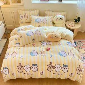 Hoshom 2025 No Moq Best Cotton <strong>Small</strong> <strong>Double</strong> Printed <strong>Deep</strong> Cream Cute Anime Soft Full Size Twin <strong>Fitted</strong> <strong>Sheet</strong> Set for Single Bed - Product Image 3