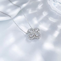 Collier pendentif ajustable en or blanc 18 carats avec diamant de laboratoire taille poire, motif trèfle porte-bonheur, ensemble de colliers délicats pour femmes