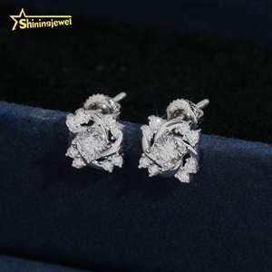 Boucles <span class=keywords><strong>d</strong></span>'oreilles Iced Out en Moissanite plaqué or sur argent sterling 925, testées au <span class=keywords><strong>diamant</strong></span>, prêtes à l'expédition, à prix abordable, avec fermoir à vis - Product Image 5