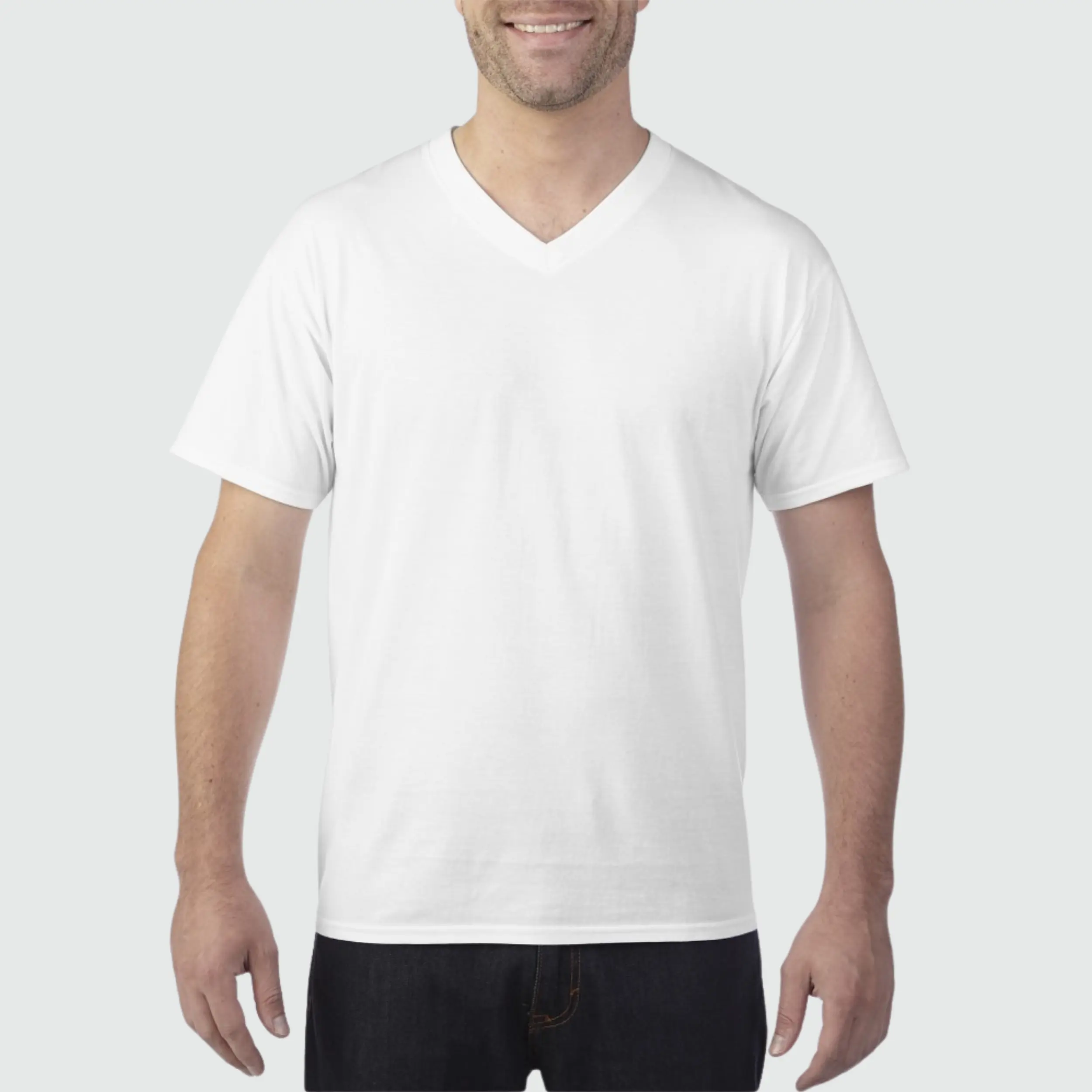 Hochwertiges V-Ausschnitt T-Shirt Herstellung V-Ausschnitt T-Shirt individuelle einfarbige einfarbige V-Ausschnitt-Hemden