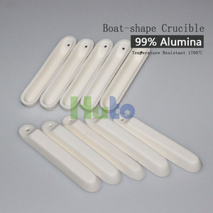HUTO personnalisation industrielle creuset en céramique forme de bateau avec trou/sans trou Type de trou résistant aux hautes températures 99% <span class=keywords><strong>Al</strong></span> céramique - Product Image 2