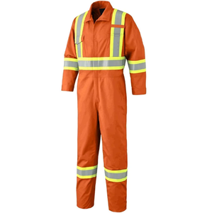 Combinaison de sécurité <span class=keywords><strong>rouge</strong></span> lourd en coton FR, uniforme de travail ignifuge pour hommes - Product Image 2