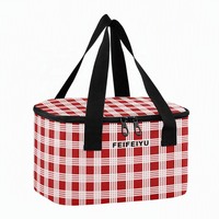 Mini sac isotherme réutilisable et écologique Hawaï Red Palaka, sac de pique-nique durable avec poignée robuste