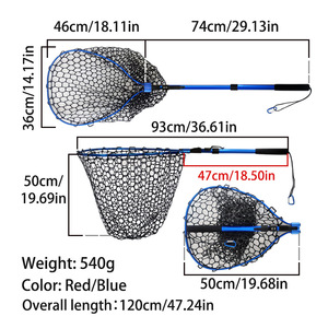 Grande épuisette de pêche avec poignée, haute résistance, longue, télescopique, en caoutchouc, extensible, pour la pêche en bateau - Product Image 5
