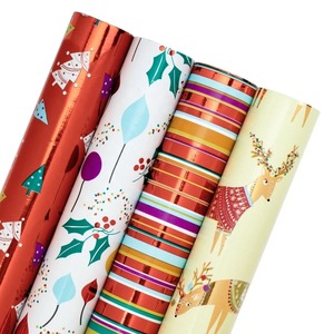 Christmas-Themed Eco-Friendly Metallized Art <b>Paper</b> Double-Sided Recyclable Gift Wrap Rolls Festive <b>Patterns</b> Digital Printing - Product Image 1